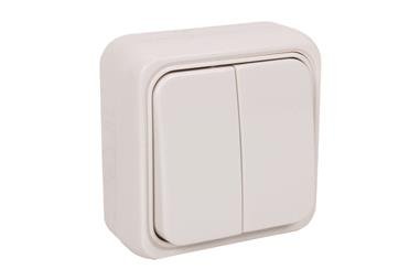 Comprar DOBLE INTERRUPTOR SUPERFICIE  MOD.ATLANTIS10A BLANCO COF-51001217 en Ferretería el Clavo.