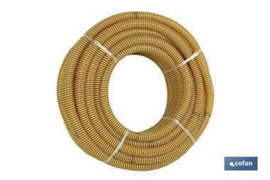 Comprar ROLLO TUBO ESPIRAL ASPIRACIÓN AMARILLO Ø75mm 25m COF-90014430 en Ferretería el Clavo.